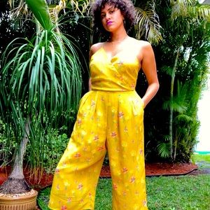 Mustard floral jumper with pockets